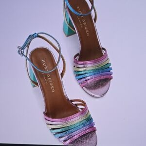 Kurt Geiger Pastel Rainbow Pierra Block Heel Sandals